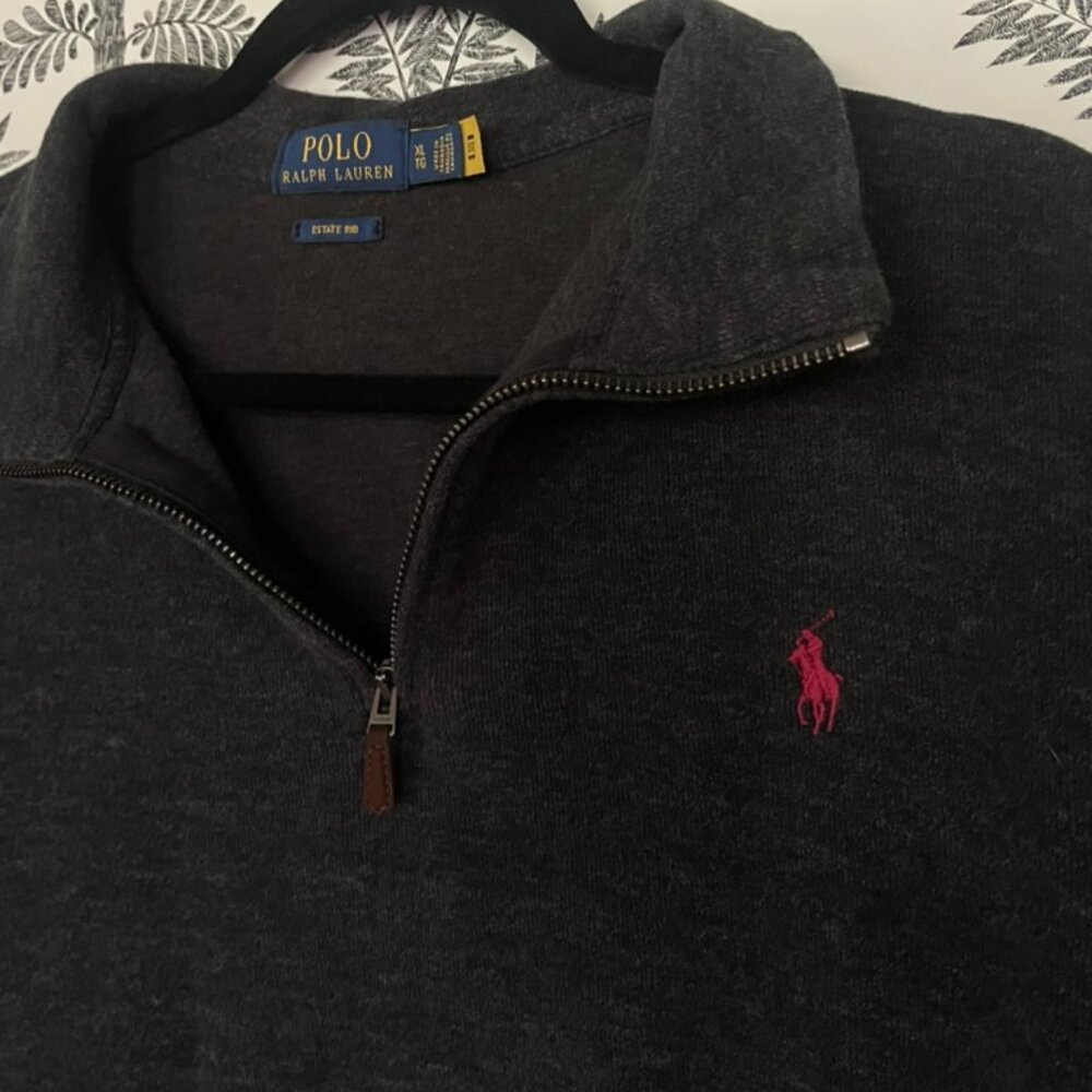 Dark Grey Ralph Lauren Polo Pullover Mens XL Half Zip